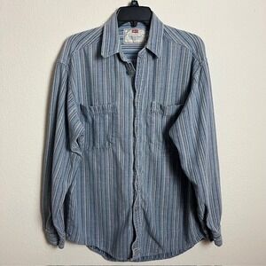 Mens' Levis Button Up Shirt Striped Blue Long Sleeve‎ Menswear Workwear Casual
